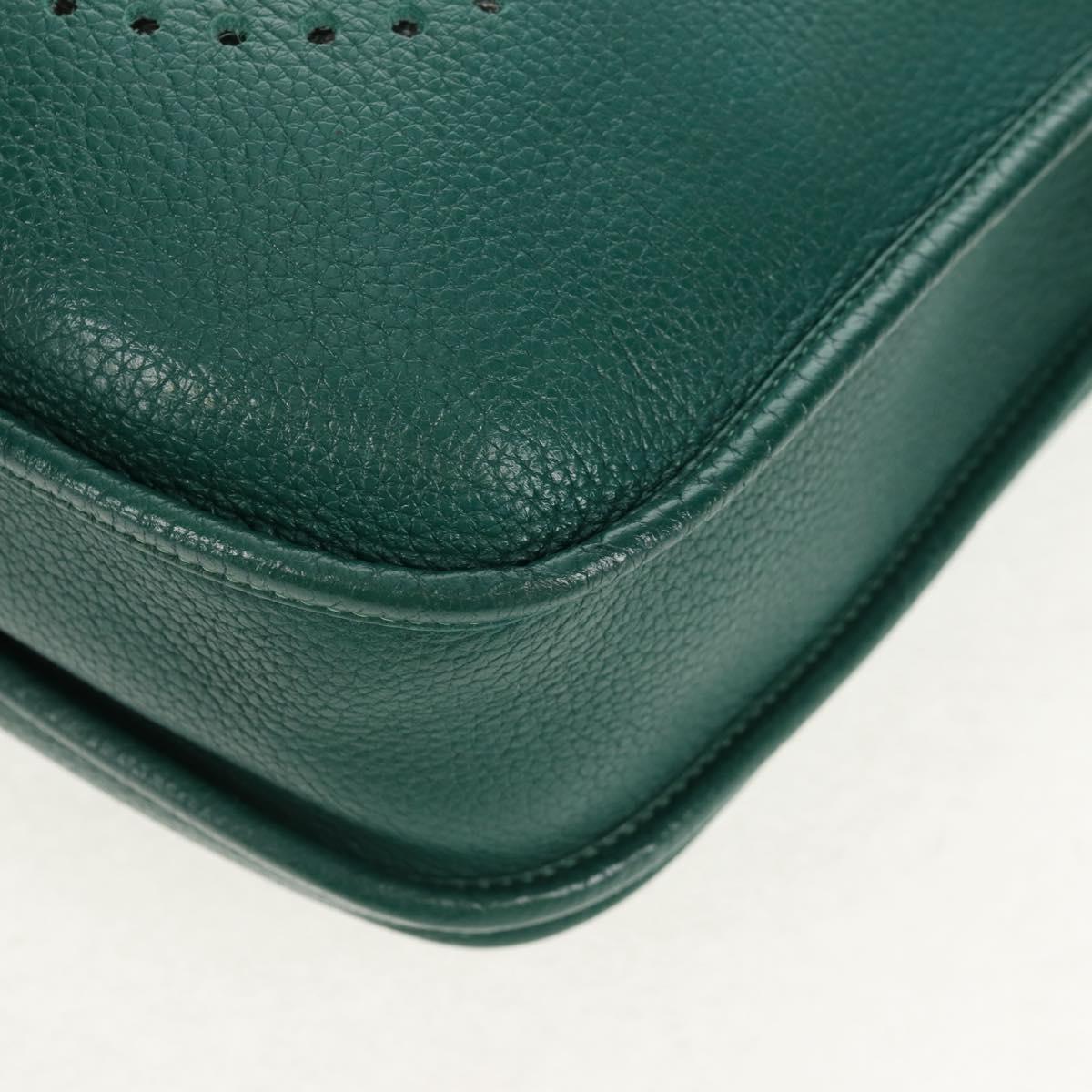 HERMES Evelyn 3 GM Shoulder Bag Leather Green Auth bs29763SAM