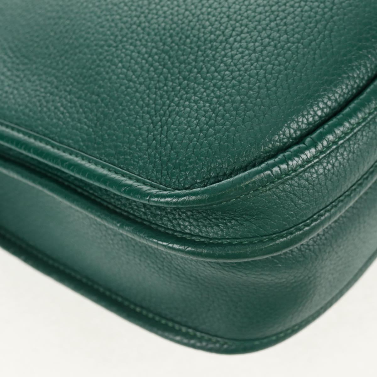 HERMES Evelyn 3 GM Shoulder Bag Leather Green Auth bs29763SAM