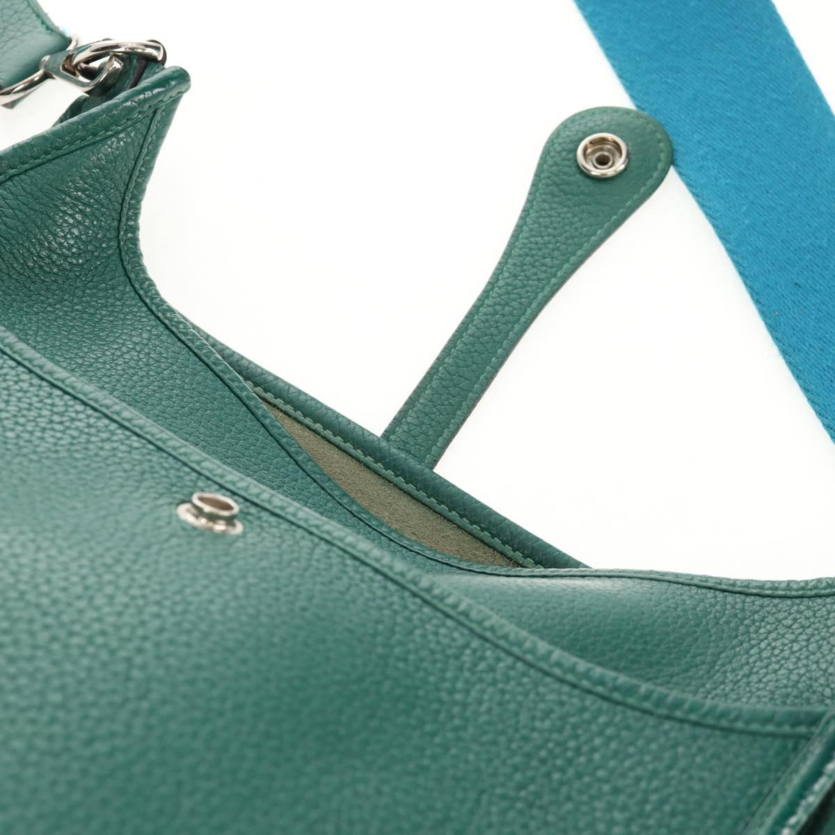 HERMES Evelyn 3 GM Shoulder Bag Leather Green Auth bs29763A