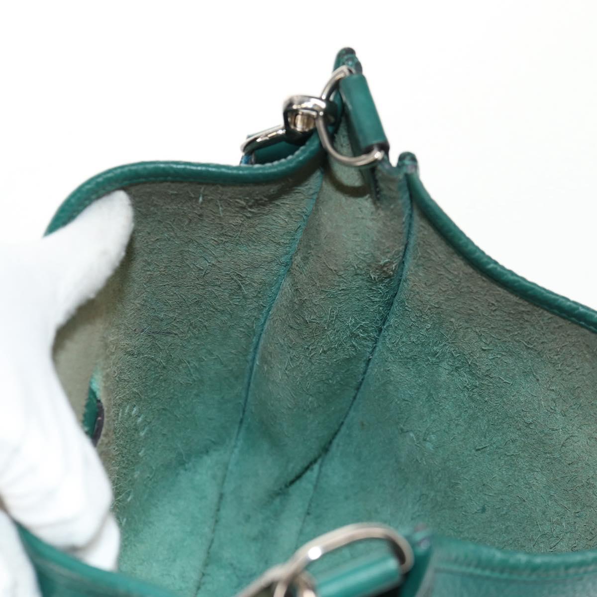 HERMES Evelyn 3 GM Shoulder Bag Leather Green Auth bs29763SAM