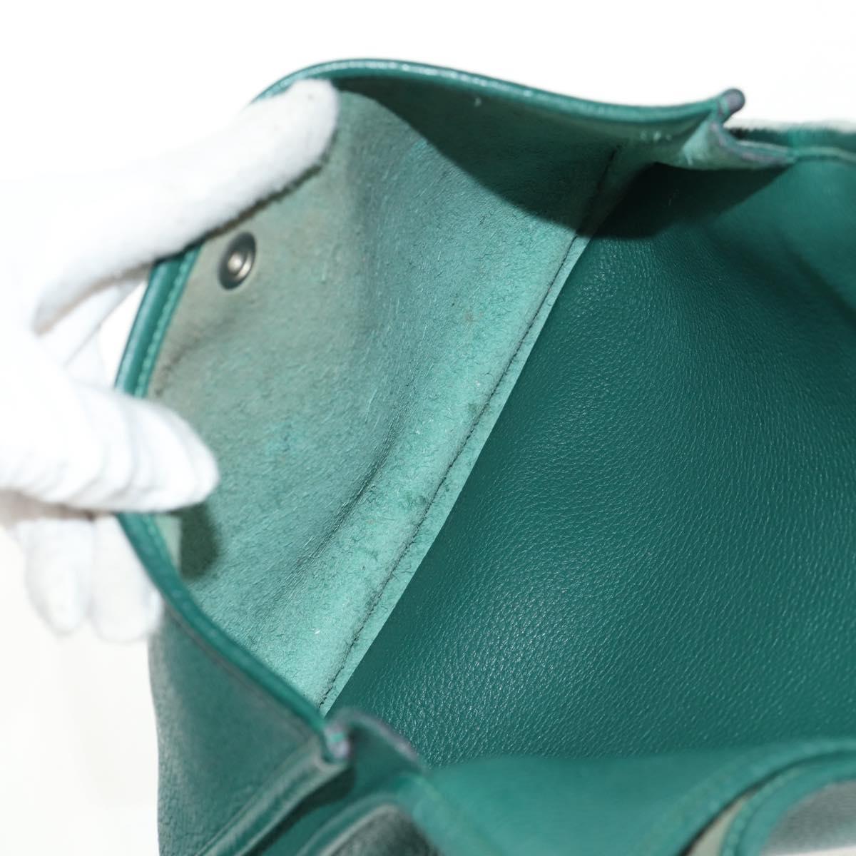 HERMES Evelyn 3 GM Shoulder Bag Leather Green Auth bs29763A