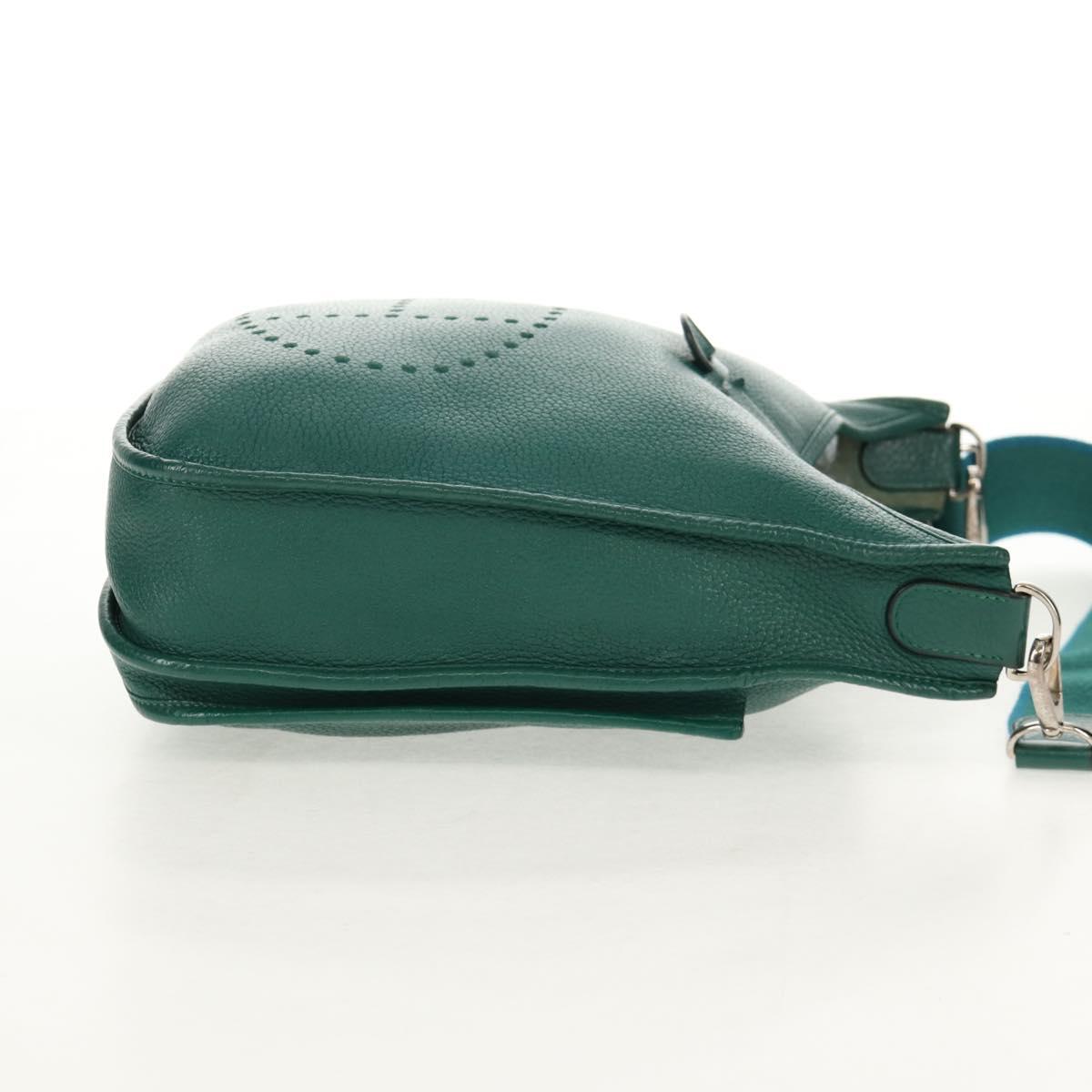 HERMES Evelyn 3 GM Shoulder Bag Leather Green Auth bs29763SAM