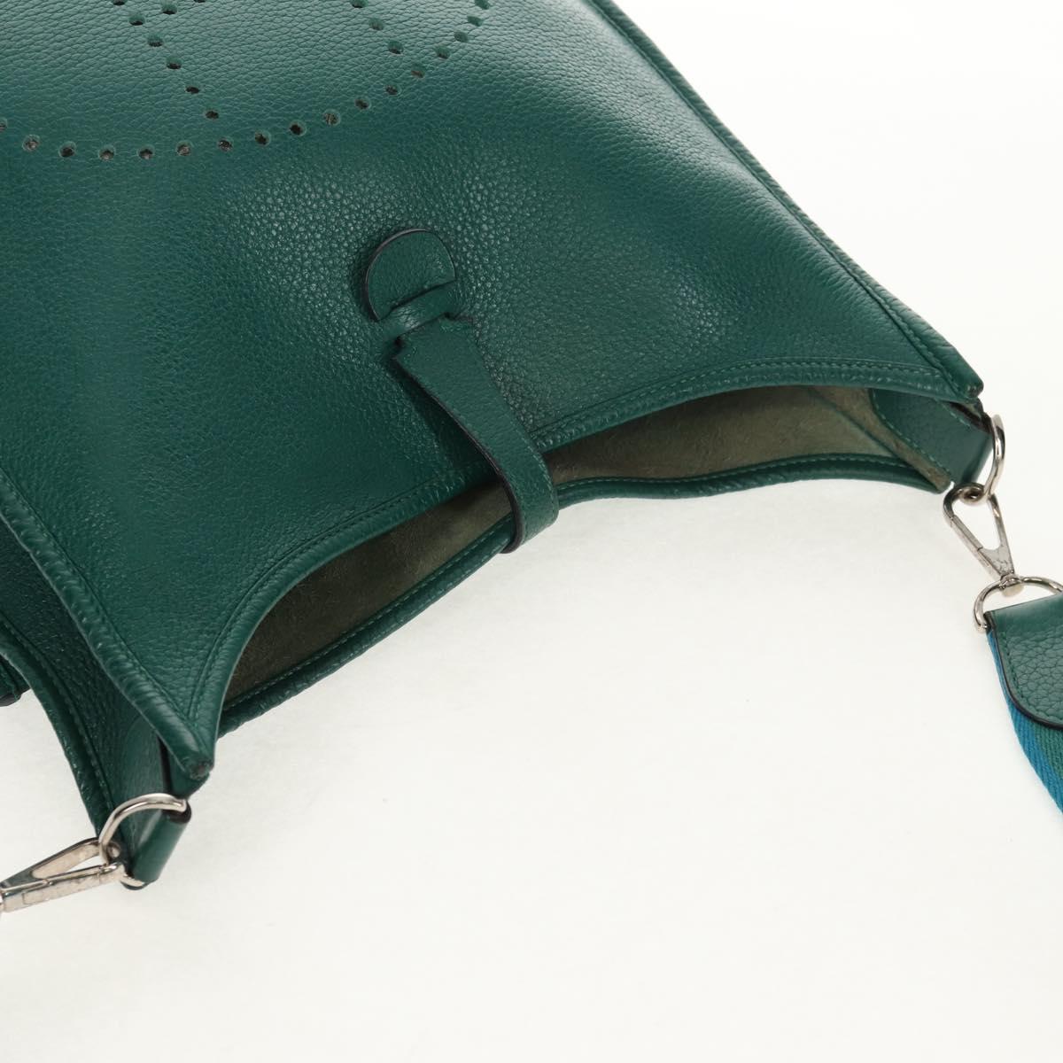 HERMES Evelyn 3 GM Shoulder Bag Leather Green Auth bs29763SAM