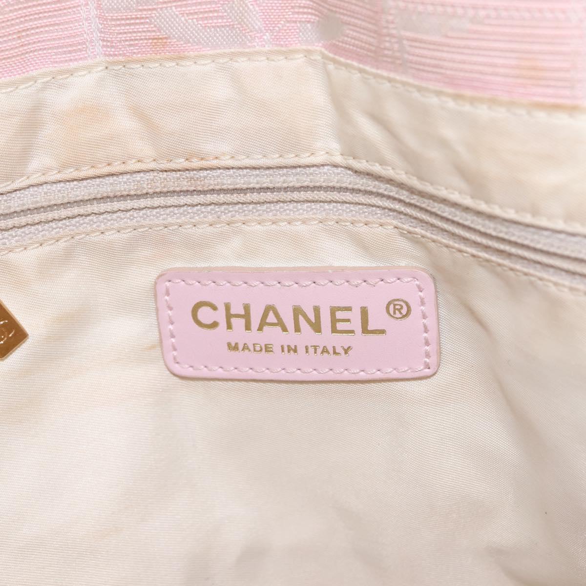 CHANEL New Travel Line Tote Bag Nylon Pink CC Auth bs29764