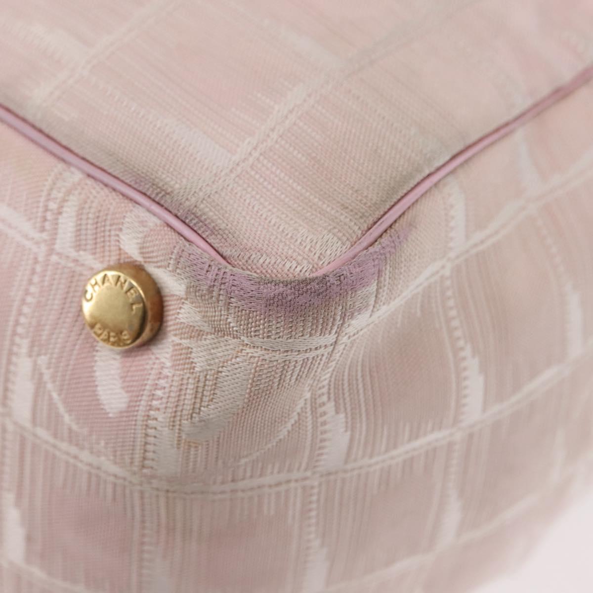 CHANEL New Travel Line Tote Bag Nylon Pink CC Auth bs29765