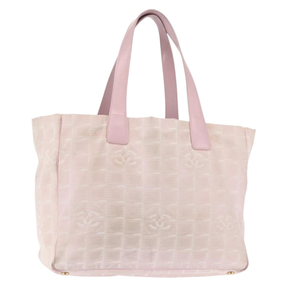 CHANEL New Travel Line Tote Bag Nylon Pink CC Auth bs29765