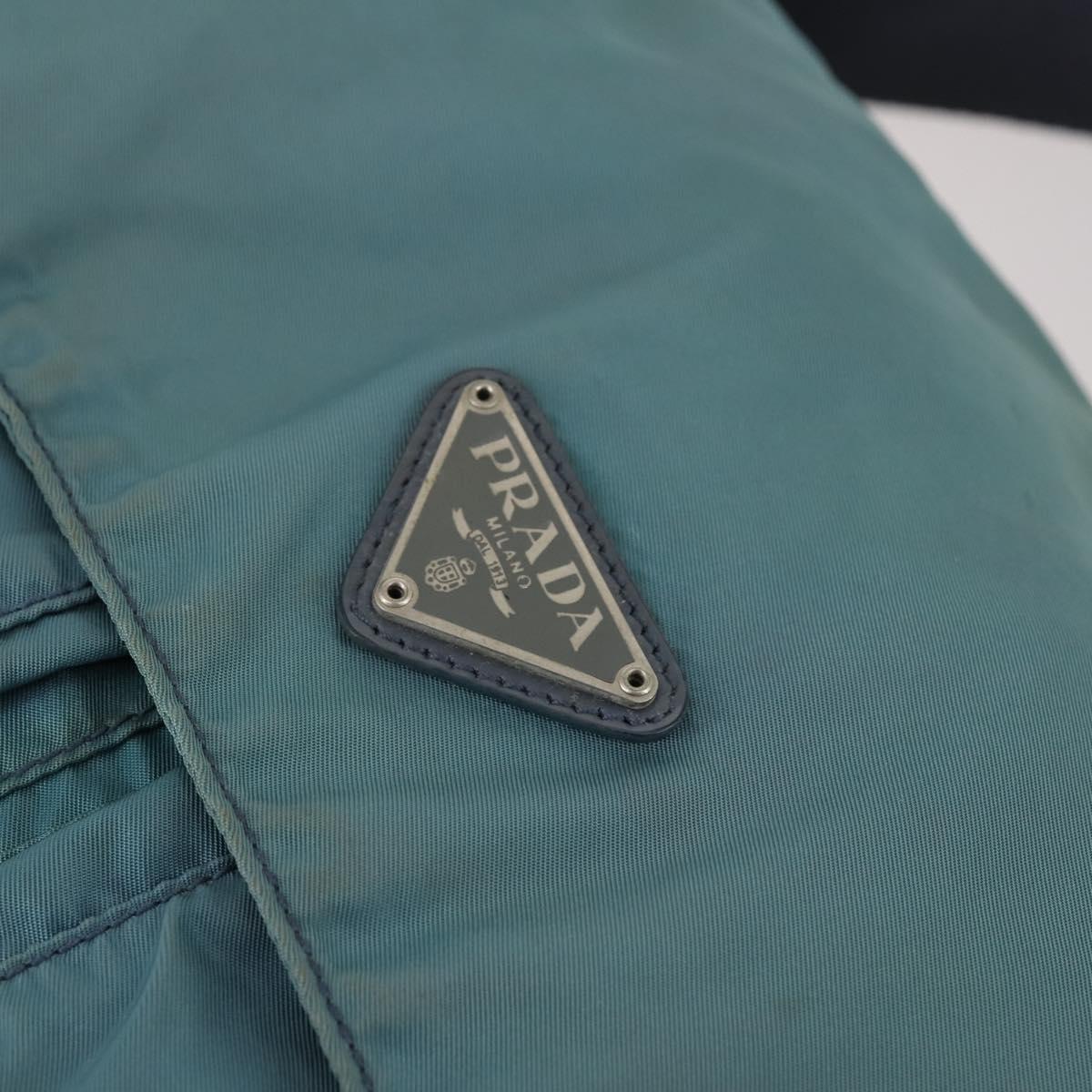 PRADA Shoulder Bag Nylon Green Silver Auth bs29768