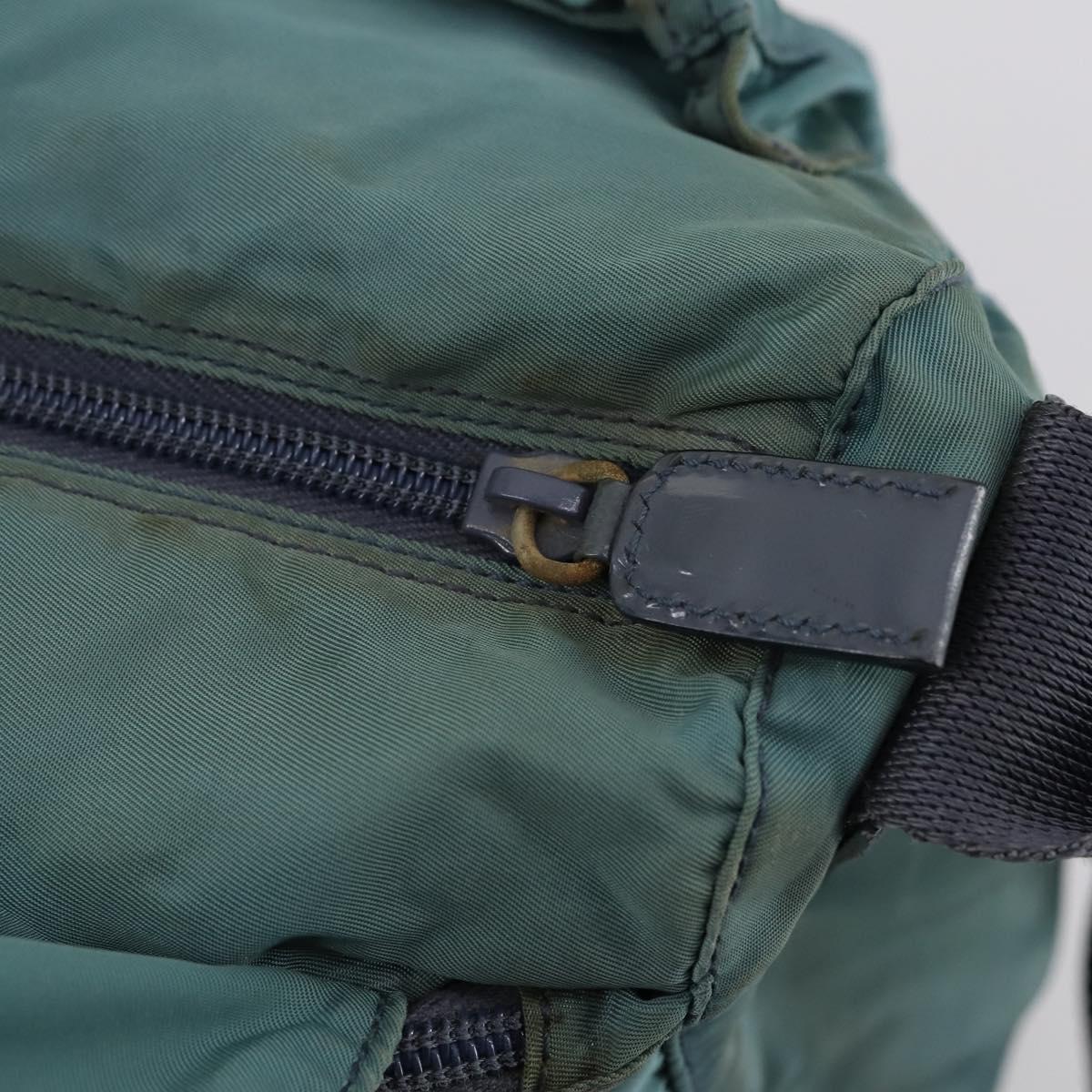 PRADA Shoulder Bag Nylon Green Silver Auth bs29768