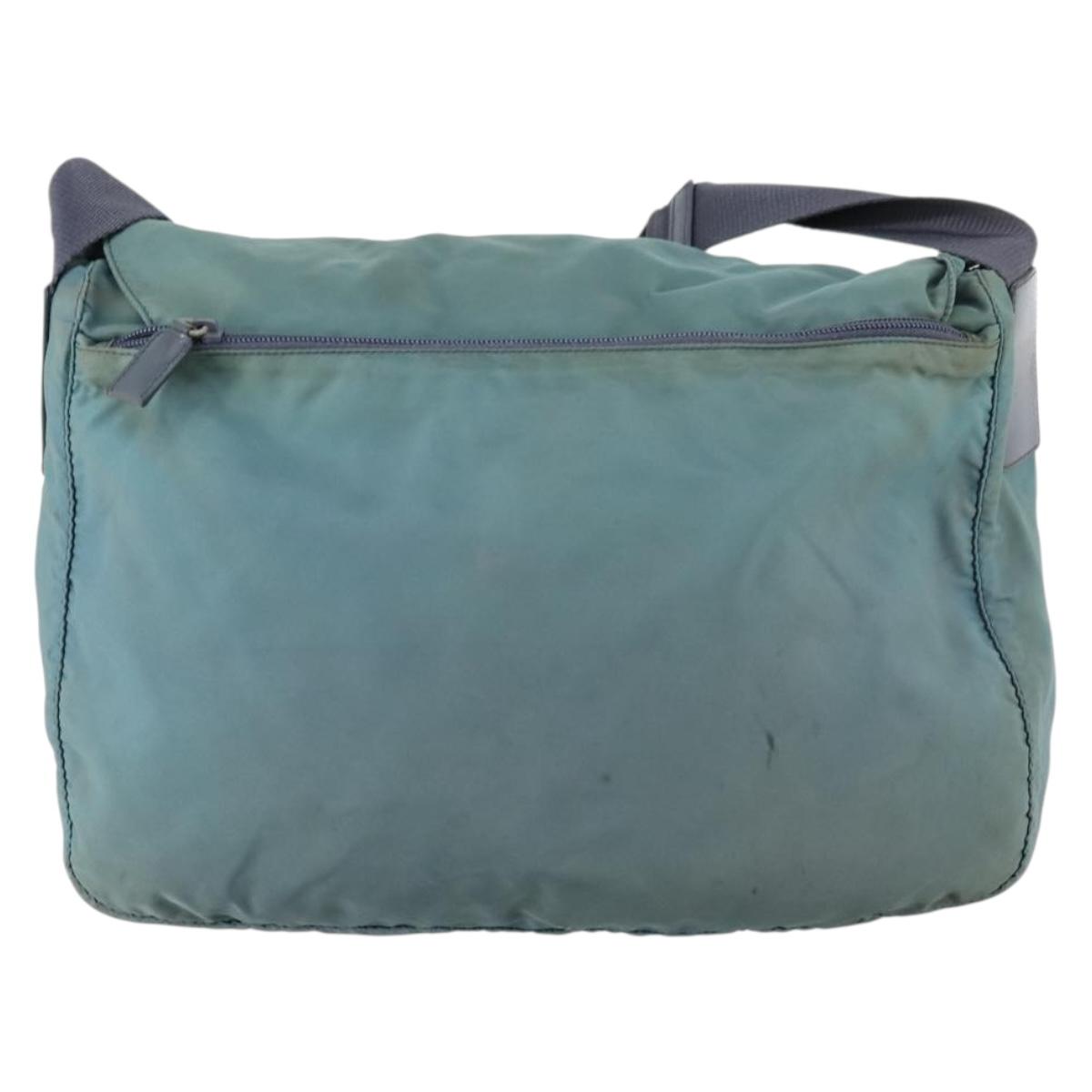 PRADA Shoulder Bag Nylon Green Silver Auth bs29768