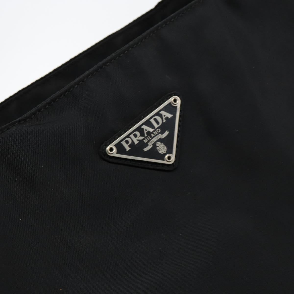 PRADA Tote Bag Nylon Black Silver Auth bs29771