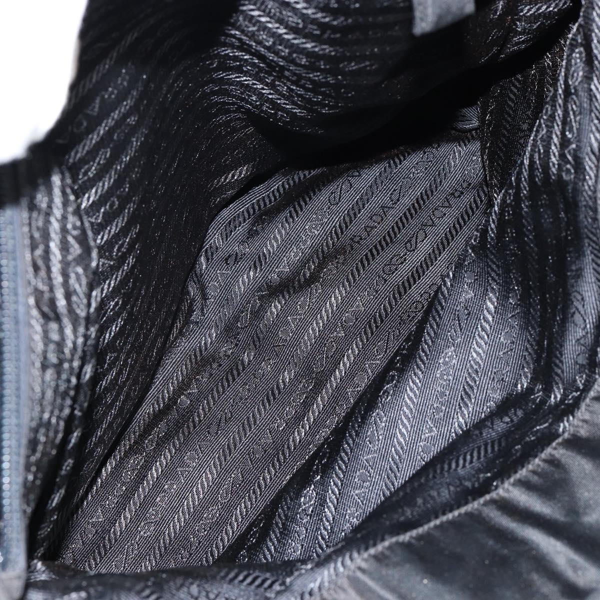 PRADA Tote Bag Nylon Black Silver Auth bs29771