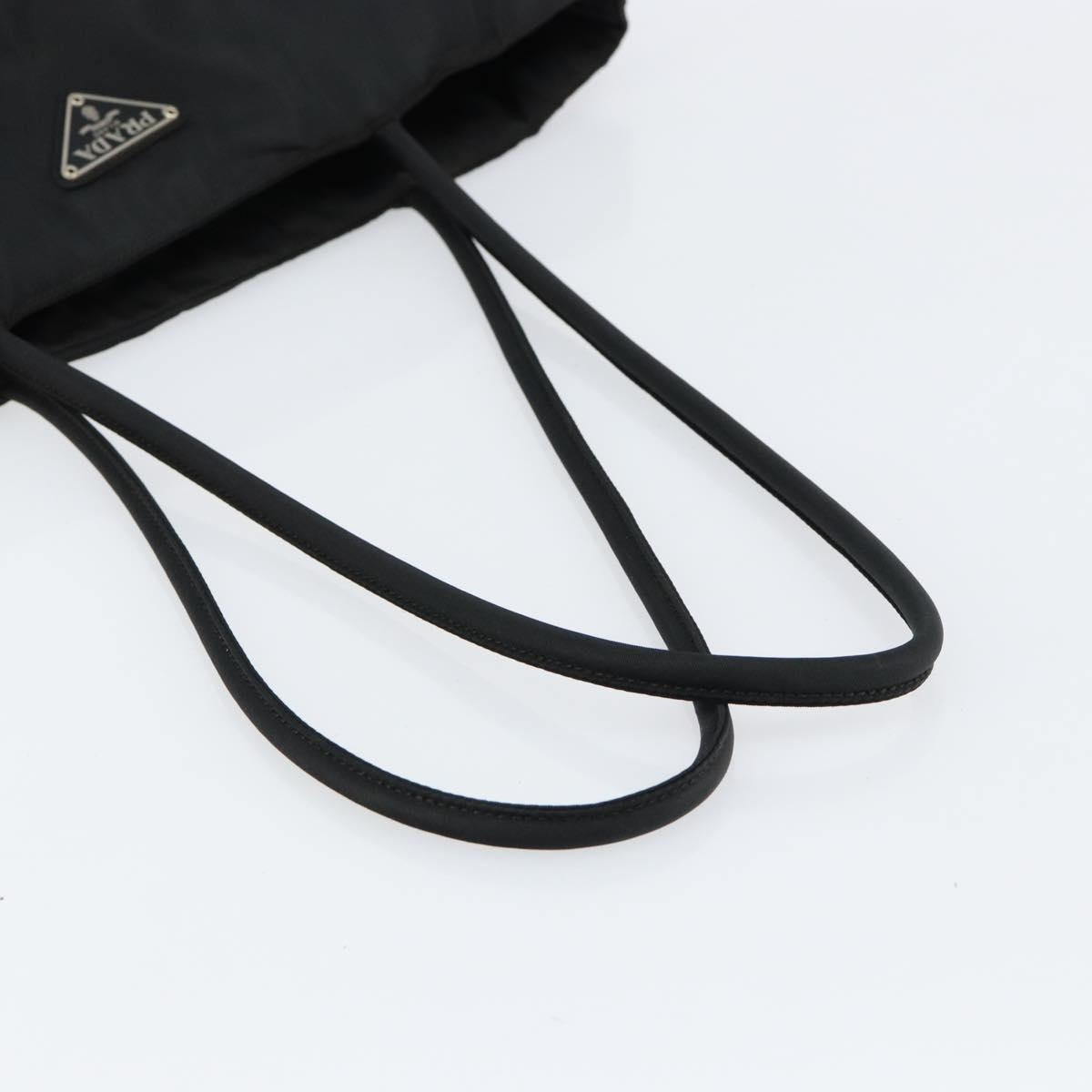 PRADA Tote Bag Nylon Black Silver Auth bs29771