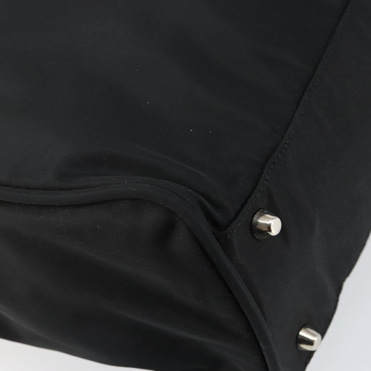 PRADA Tote Bag Nylon Black Silver Auth bs29772