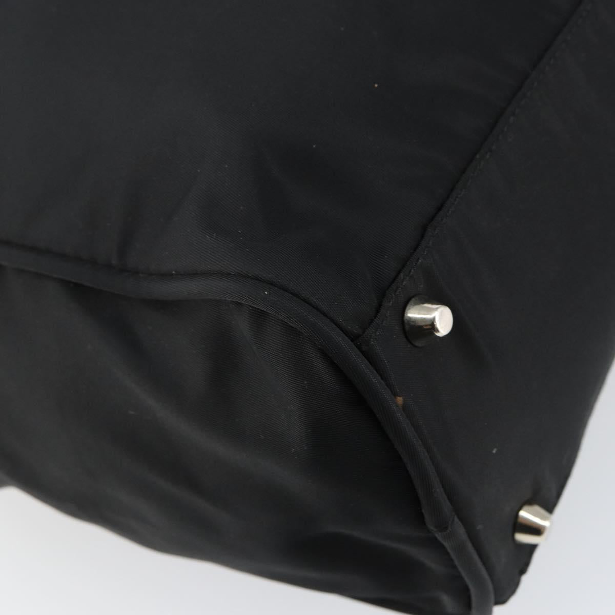 PRADA Tote Bag Nylon Black Silver Auth bs29772