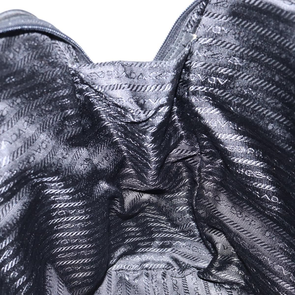 PRADA Tote Bag Nylon Black Silver Auth bs29772