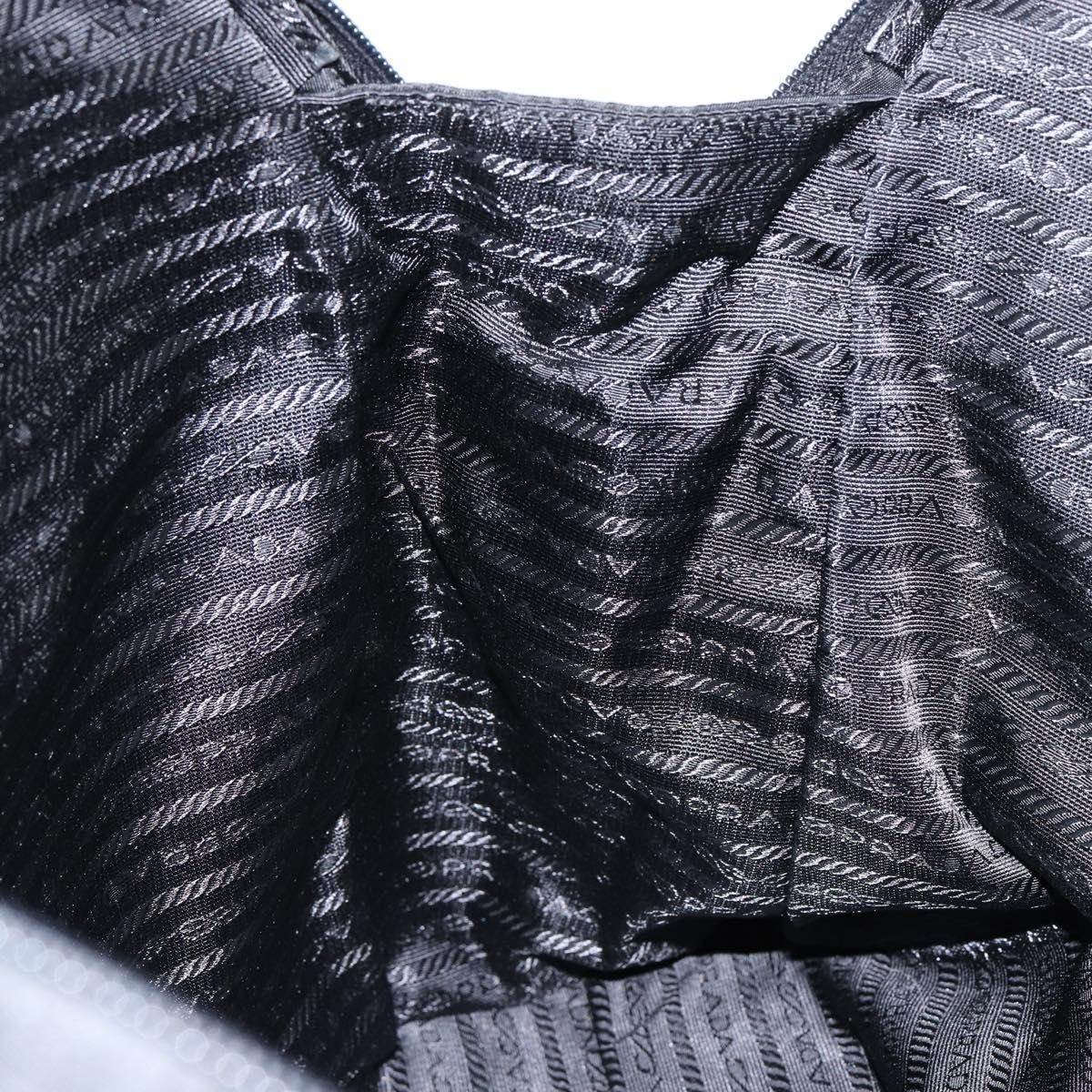 PRADA Tote Bag Nylon Black Silver Auth bs29772