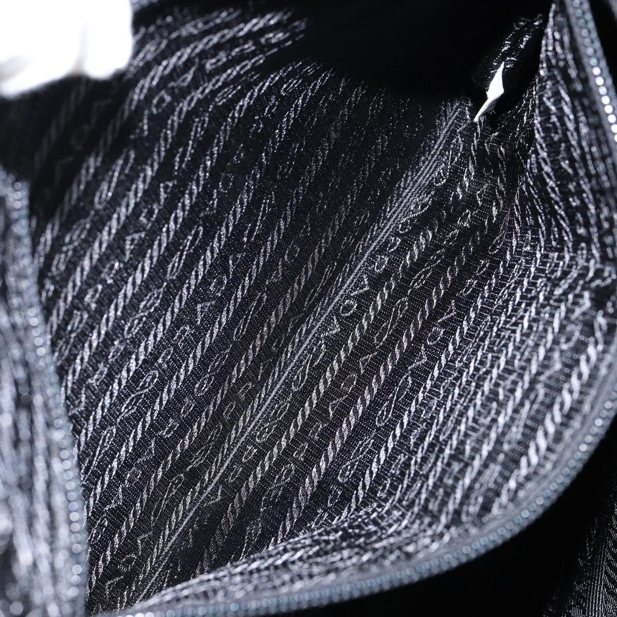 PRADA Tote Bag Nylon Black Silver Auth bs29772