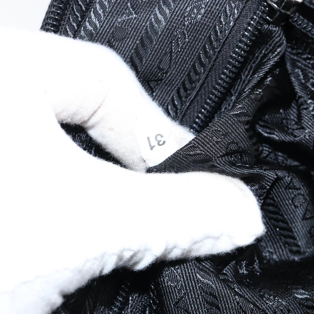 PRADA Tote Bag Nylon Black Silver Auth bs29772