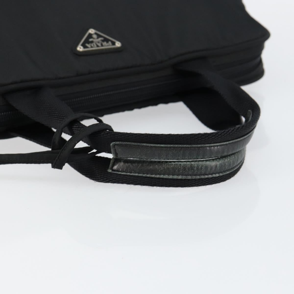 PRADA Tote Bag Nylon Black Silver Auth bs29772