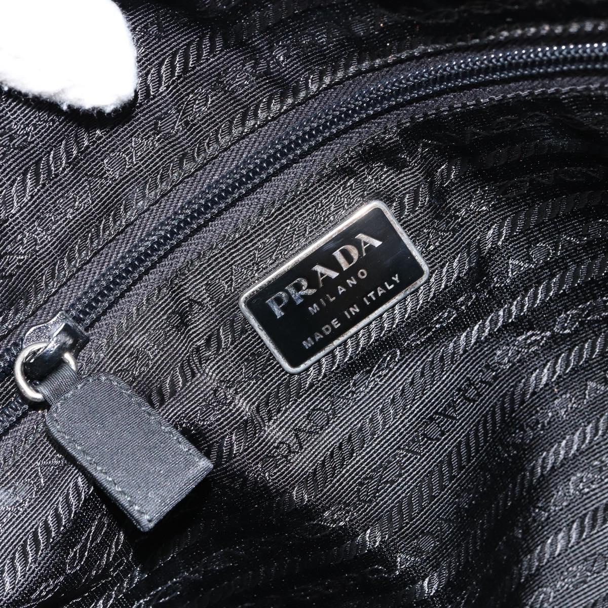 PRADA Tote Bag Nylon Black Silver Auth bs29773