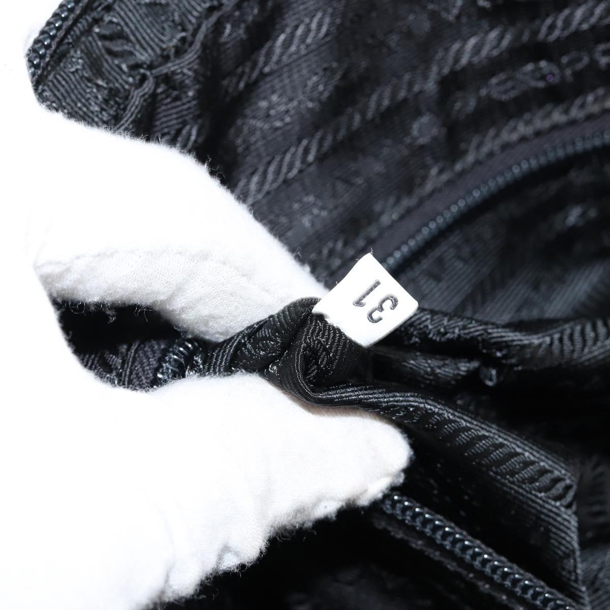 PRADA Tote Bag Nylon Black Silver Auth bs29773