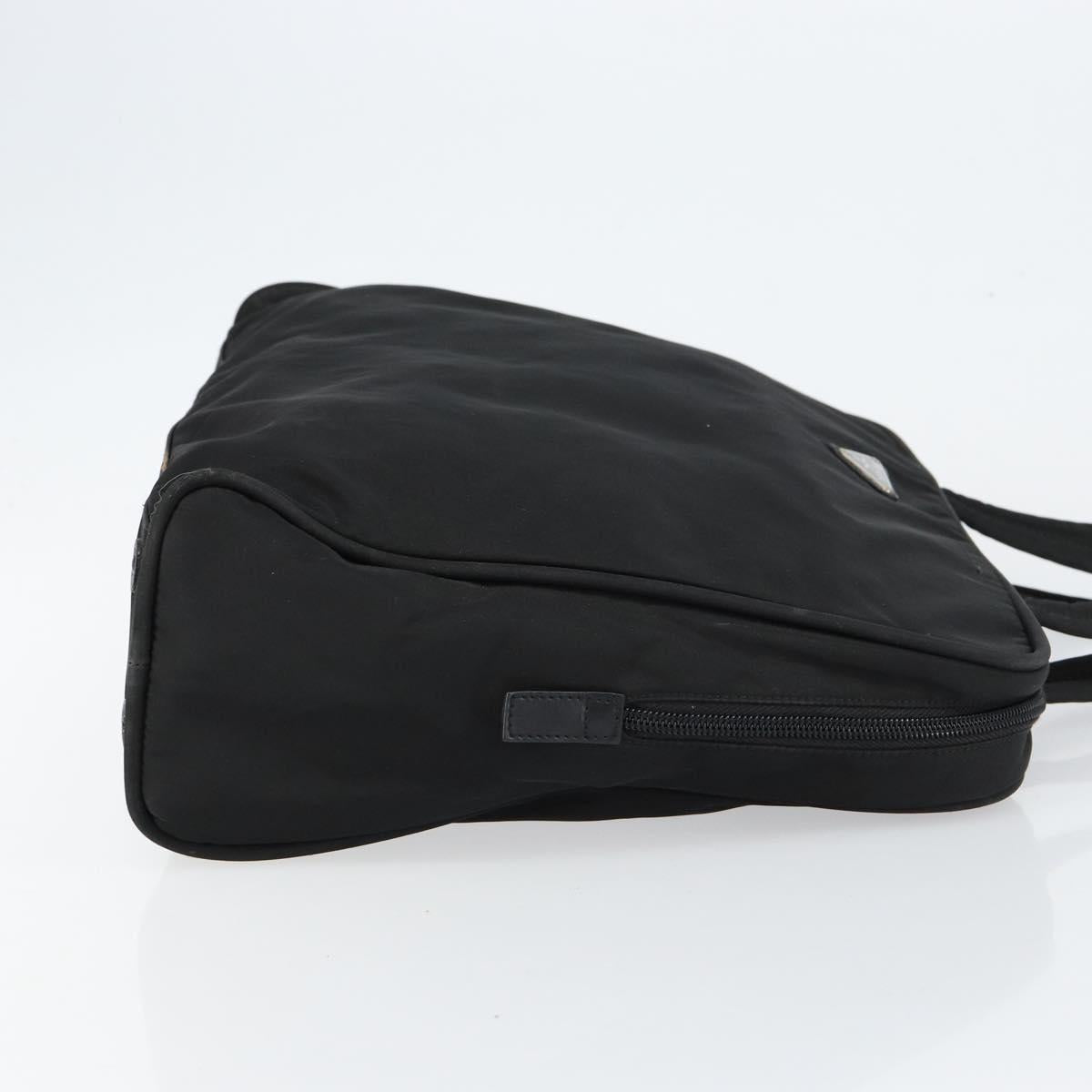 PRADA Tote Bag Nylon Black Silver Auth bs29773
