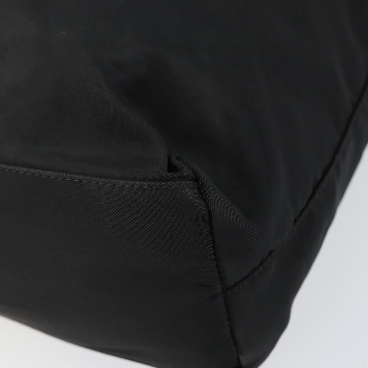 PRADA Hand Bag Nylon Black Gold Auth bs29774