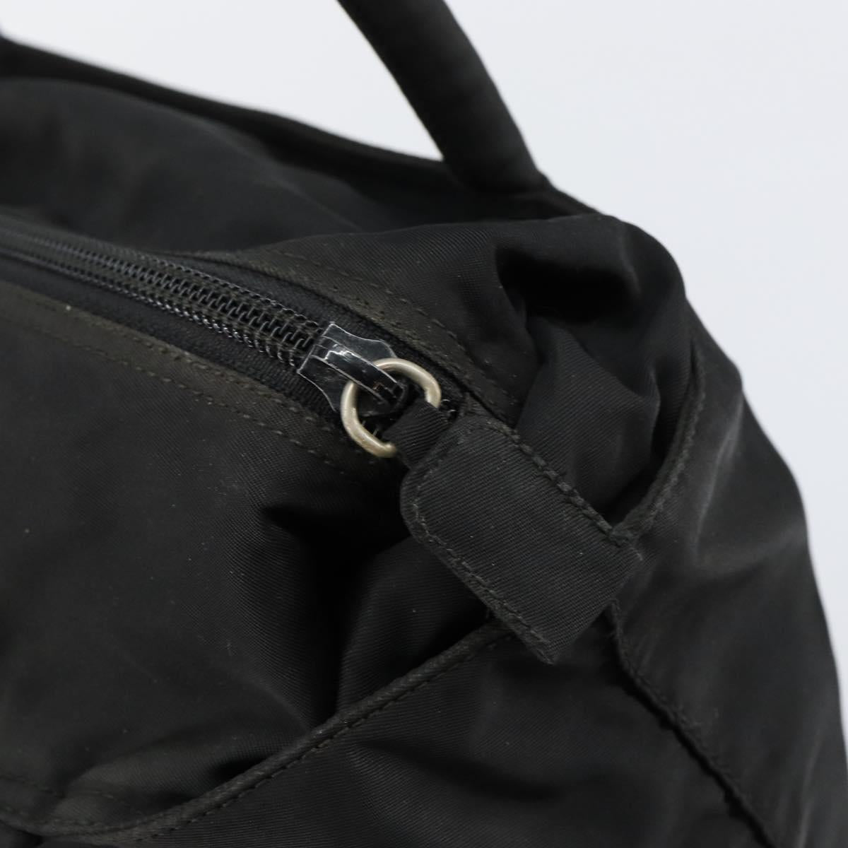 PRADA Hand Bag Nylon Black Gold Auth bs29774