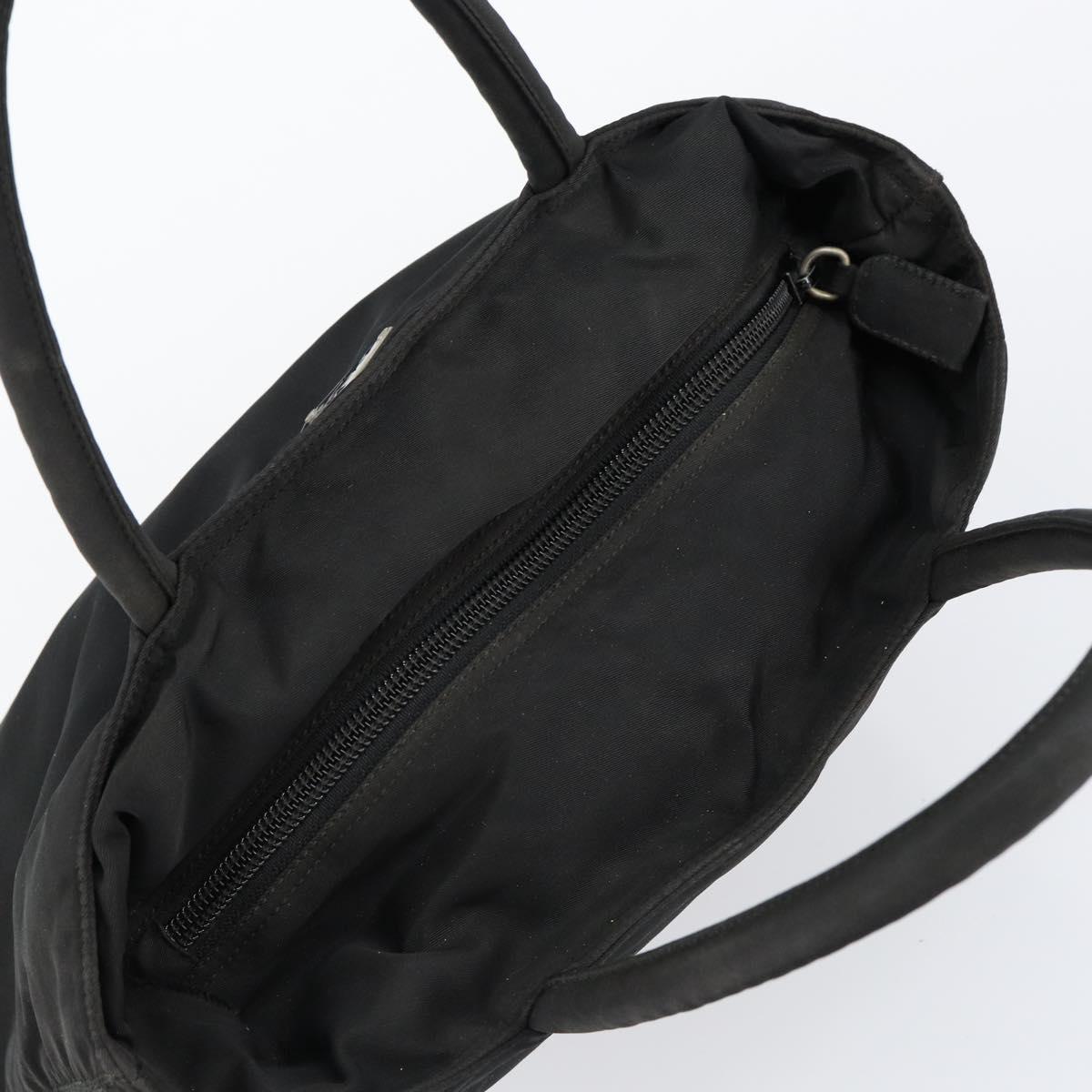 PRADA Hand Bag Nylon Black Gold Auth bs29774