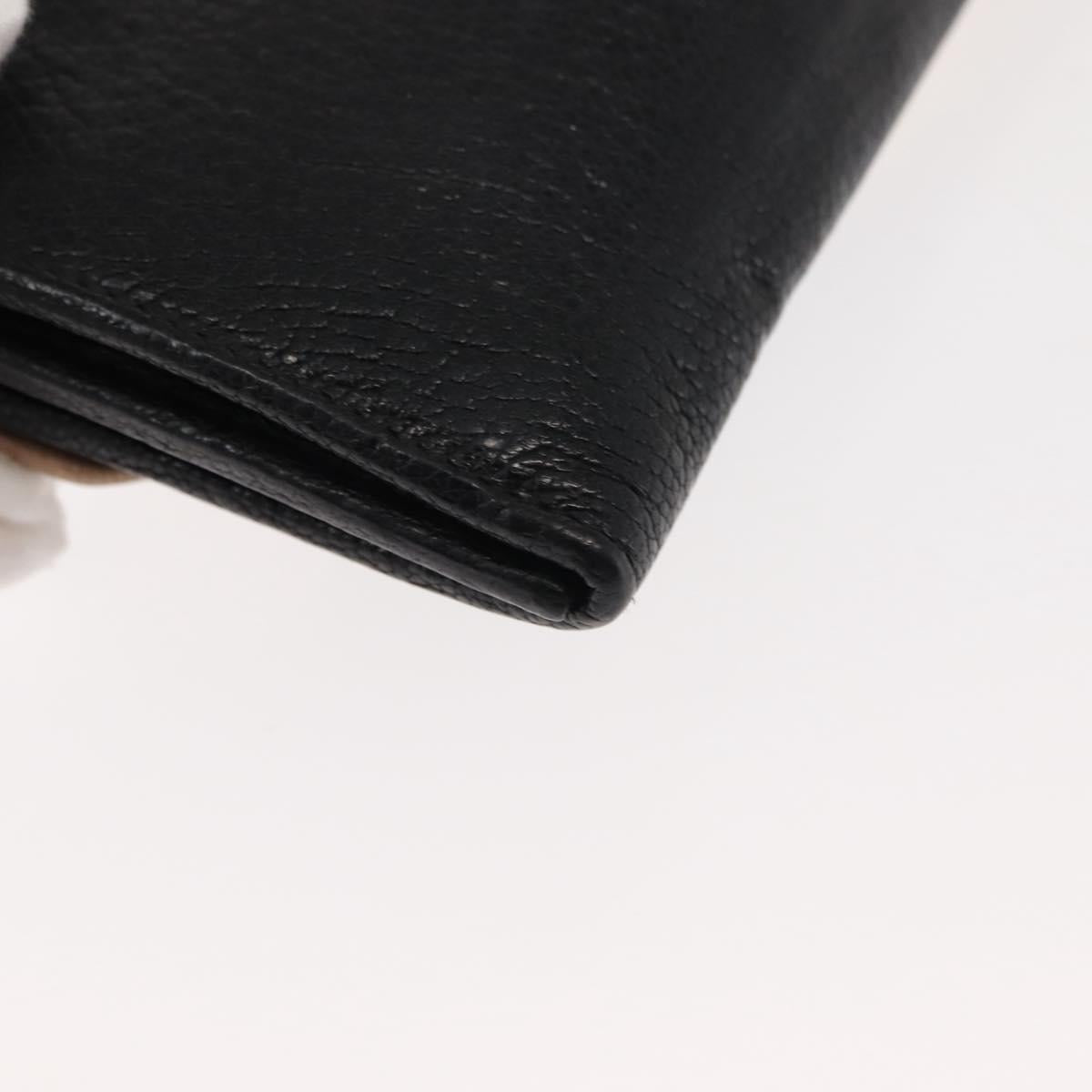 Miu Miu Chain Wallet Leather Beige Black gold Auth bs29776