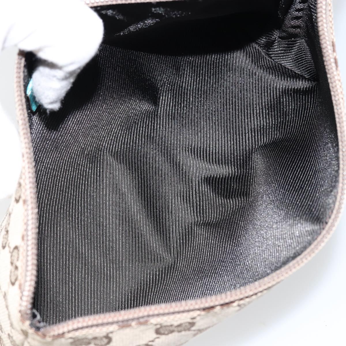 GUCCI GG Canvas Accessory Pouch Beige Turquoise Blue Silver 115238 Auth bs29778