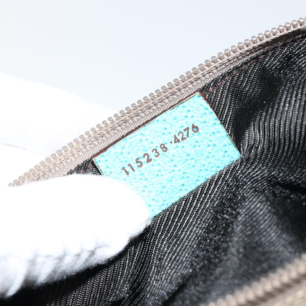 GUCCI GG Canvas Accessory Pouch Beige Turquoise Blue Silver 115238 Auth bs29778