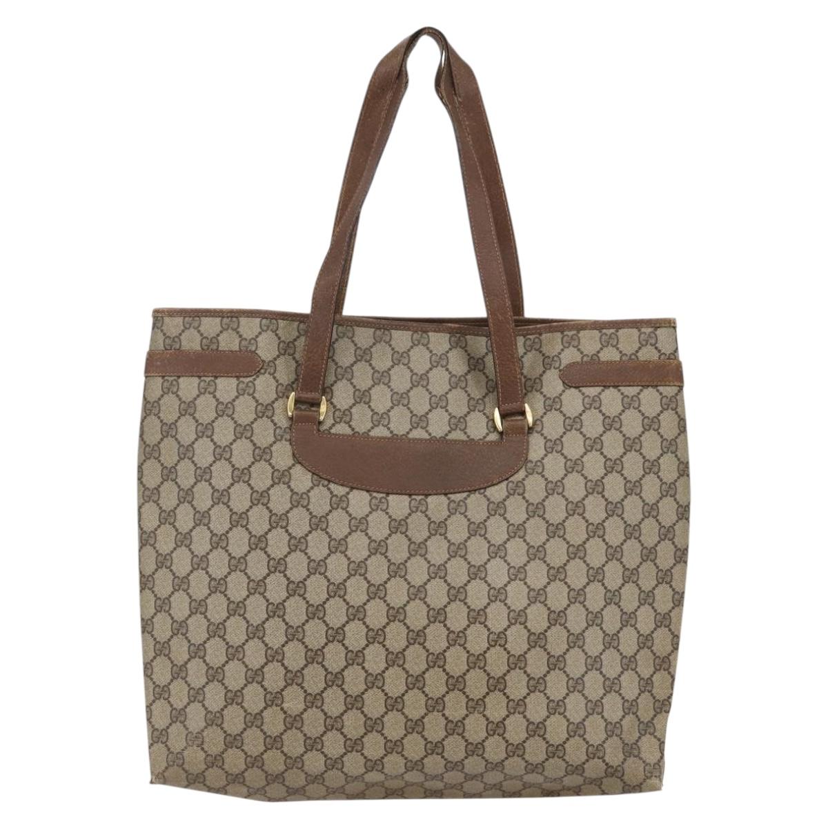 GUCCI GG Supreme Tote Bag PVC Beige Brown 39 02 061 Auth bs29779