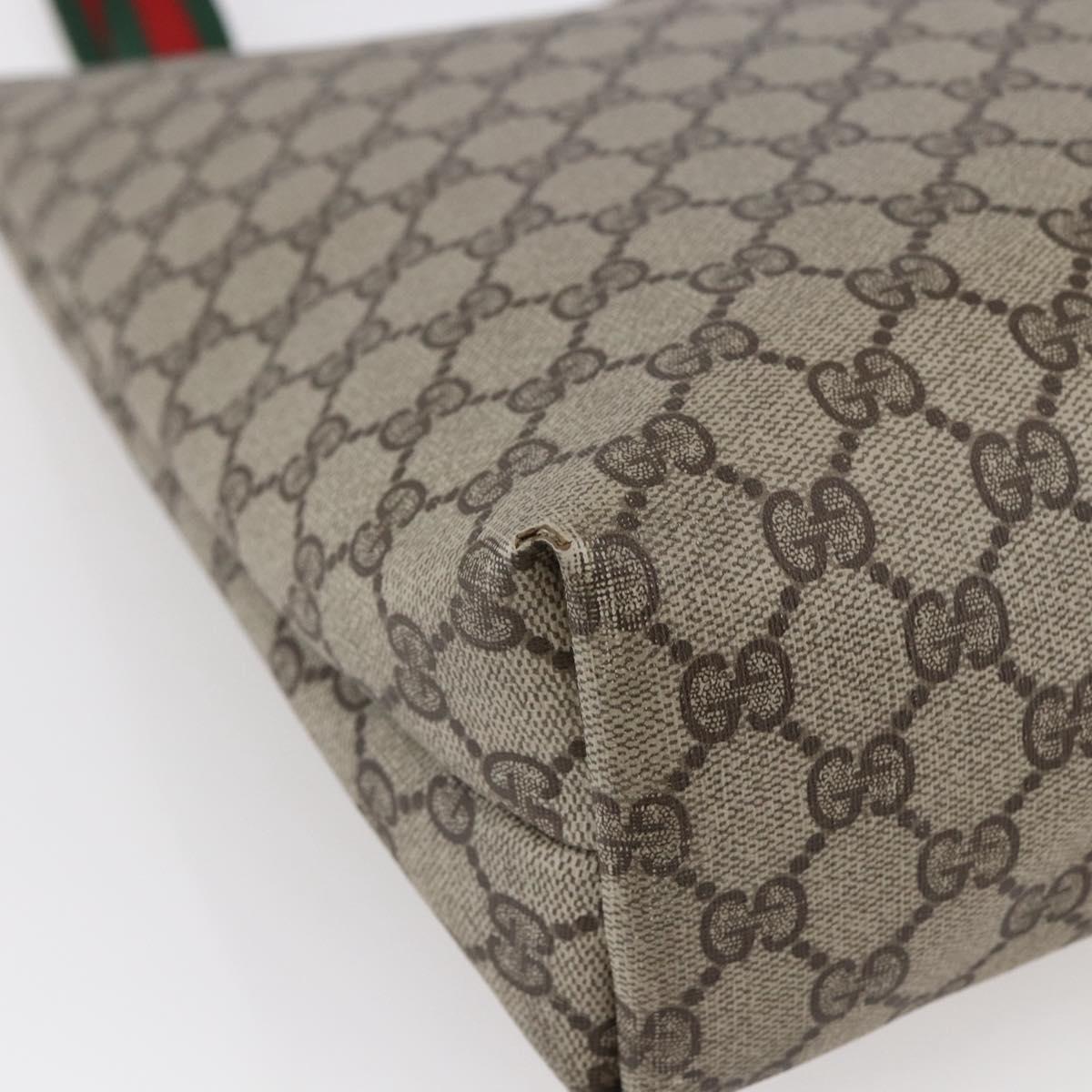 GUCCI GG Supreme Web Sherry Line Bag PVC Leather Beige 39 02 003 Auth bs29780