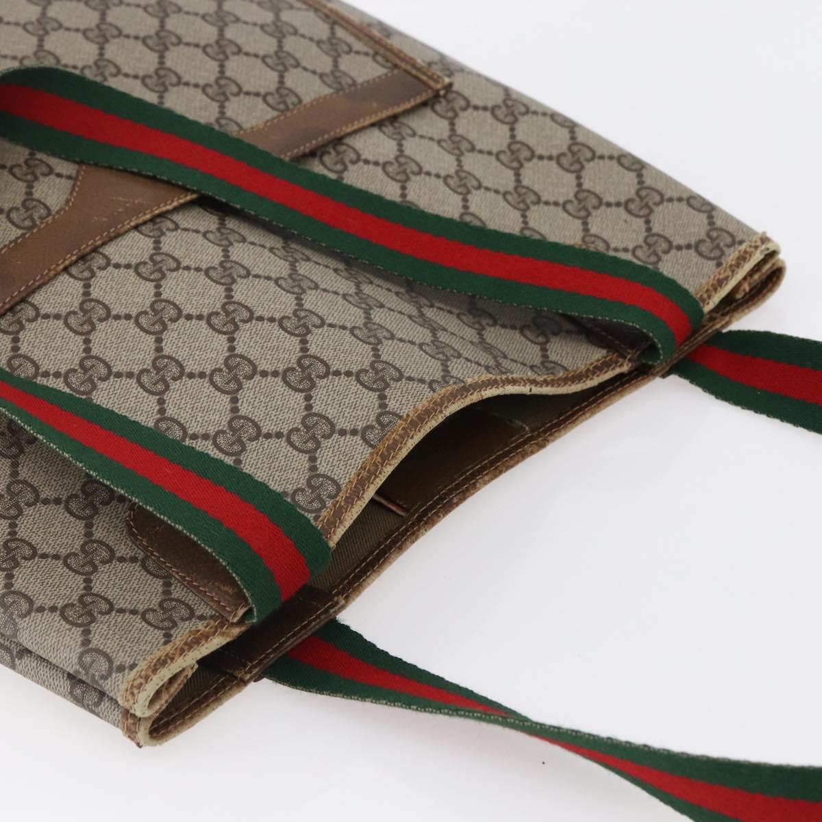 GUCCI GG Supreme Web Sherry Line Bag PVC Leather Beige 39 02 003 Auth bs29780
