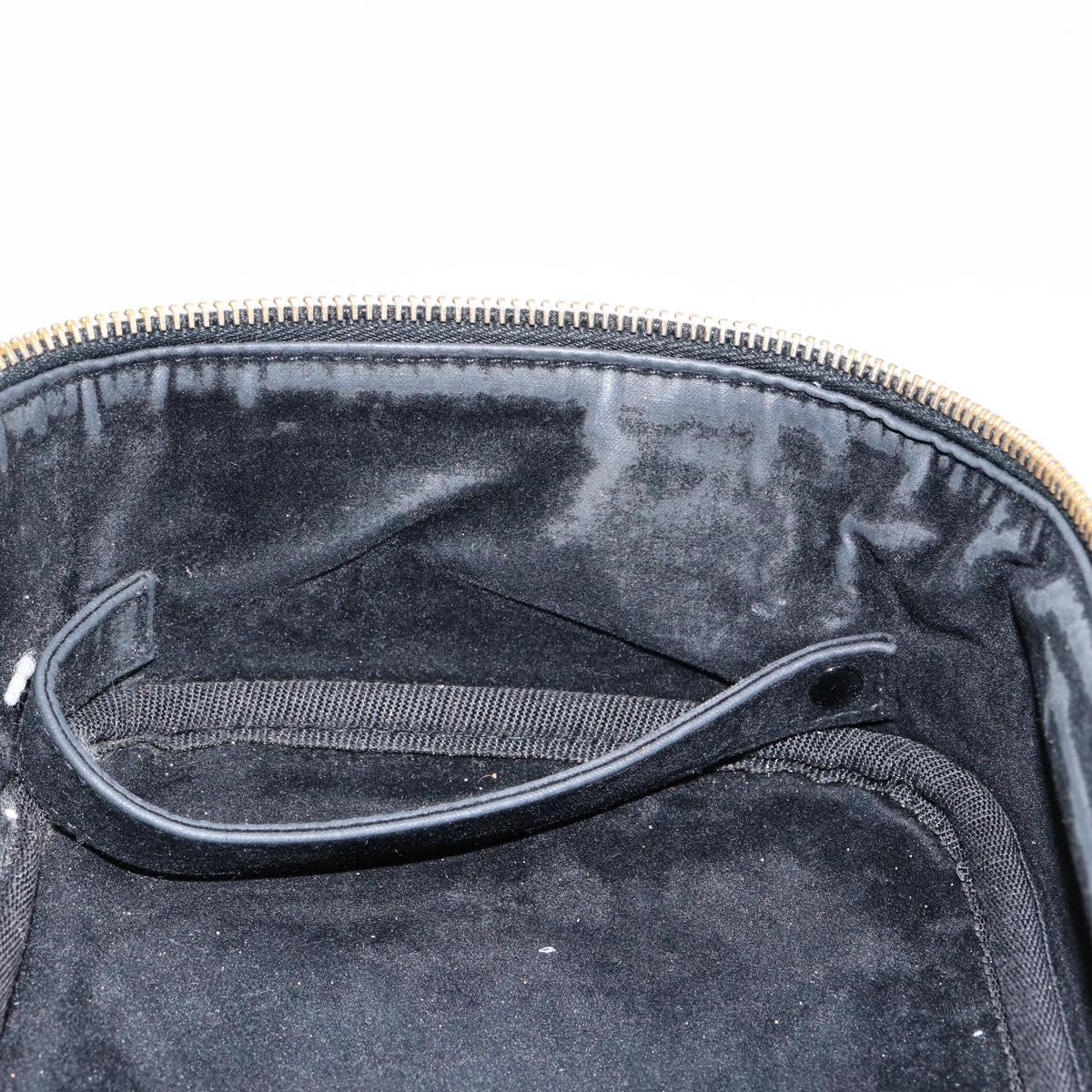 CHANEL COCO Mark Vanity Pouch Caviar Skin Black Gold CC Auth bs29781