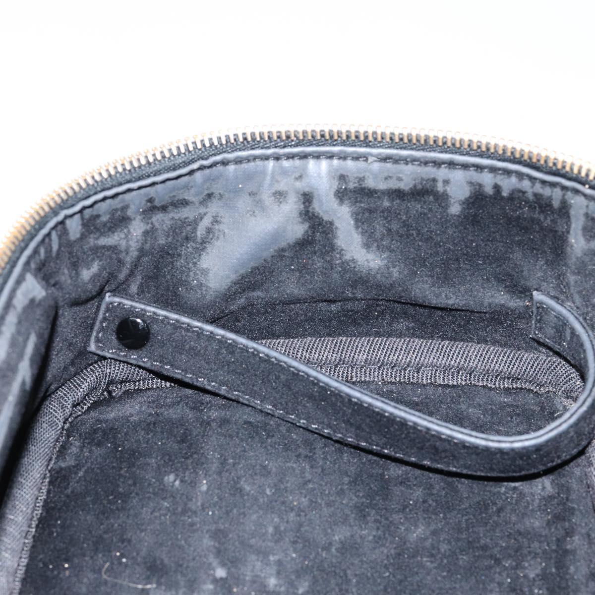 CHANEL COCO Mark Vanity Pouch Caviar Skin Black Gold CC Auth bs29781