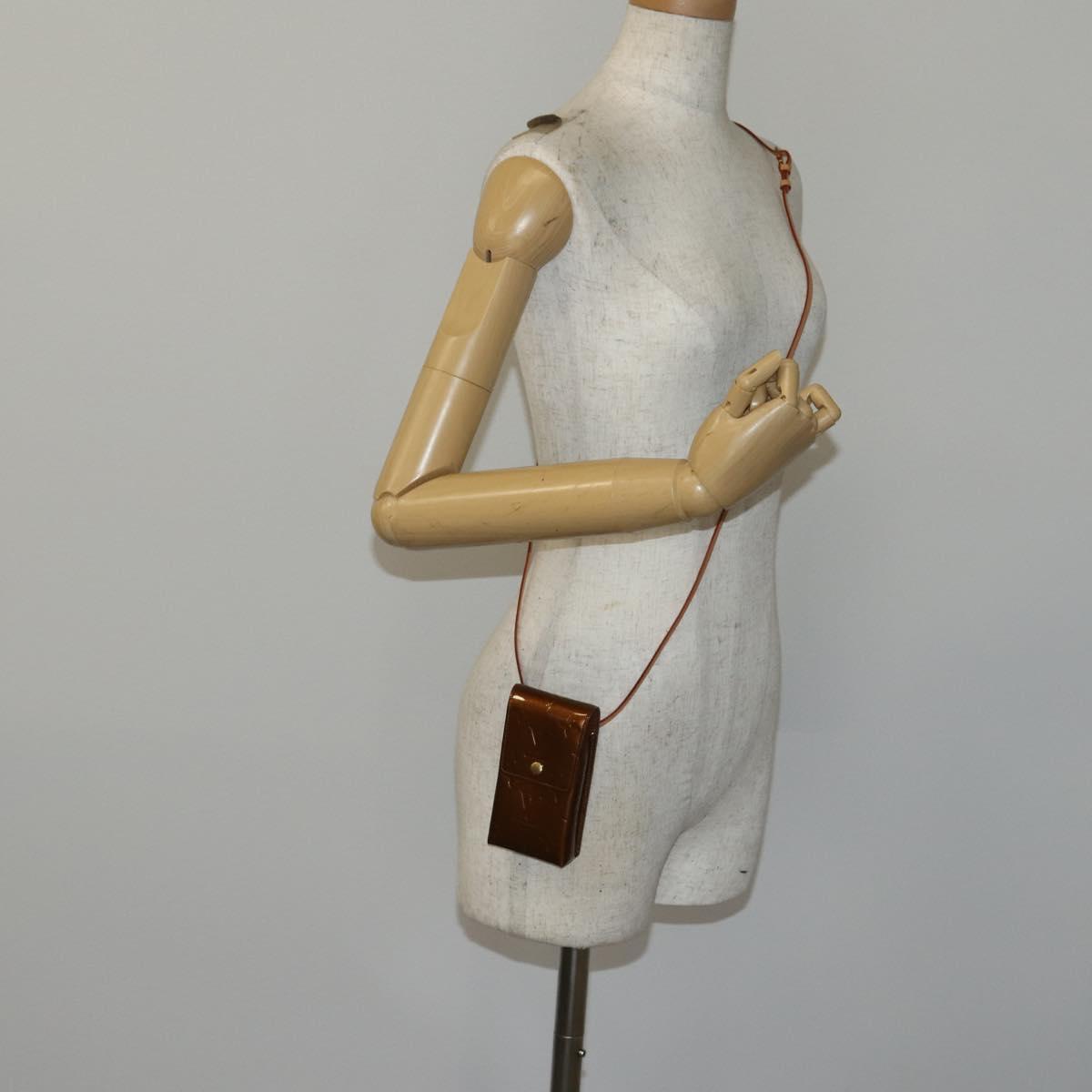 LOUIS VUITTON Monogram Vernis Green Cigarette Case Bronze M91156 Auth bs29785