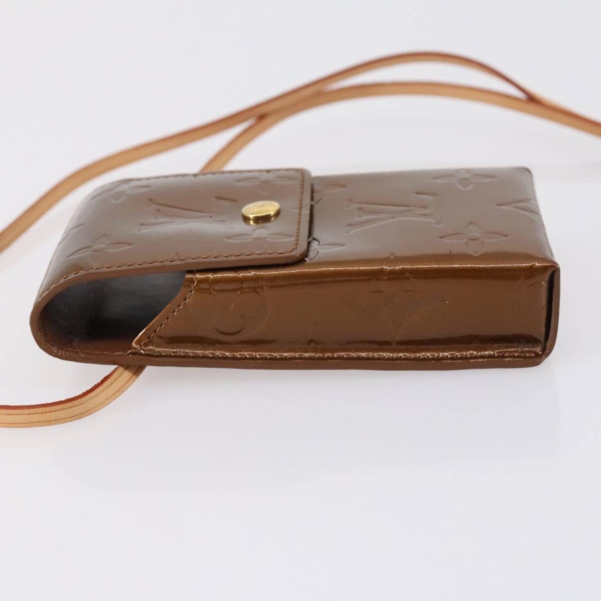 LOUIS VUITTON Monogram Vernis Green Cigarette Case Bronze M91156 Auth bs29785