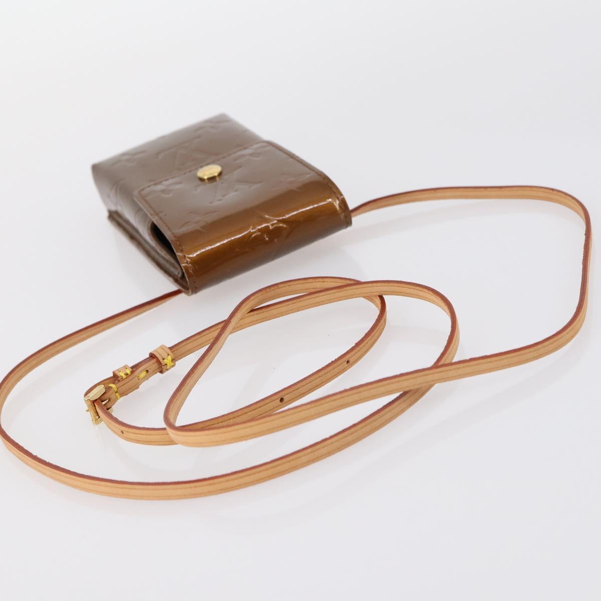 LOUIS VUITTON Monogram Vernis Green Cigarette Case Bronze M91156 Auth bs29785