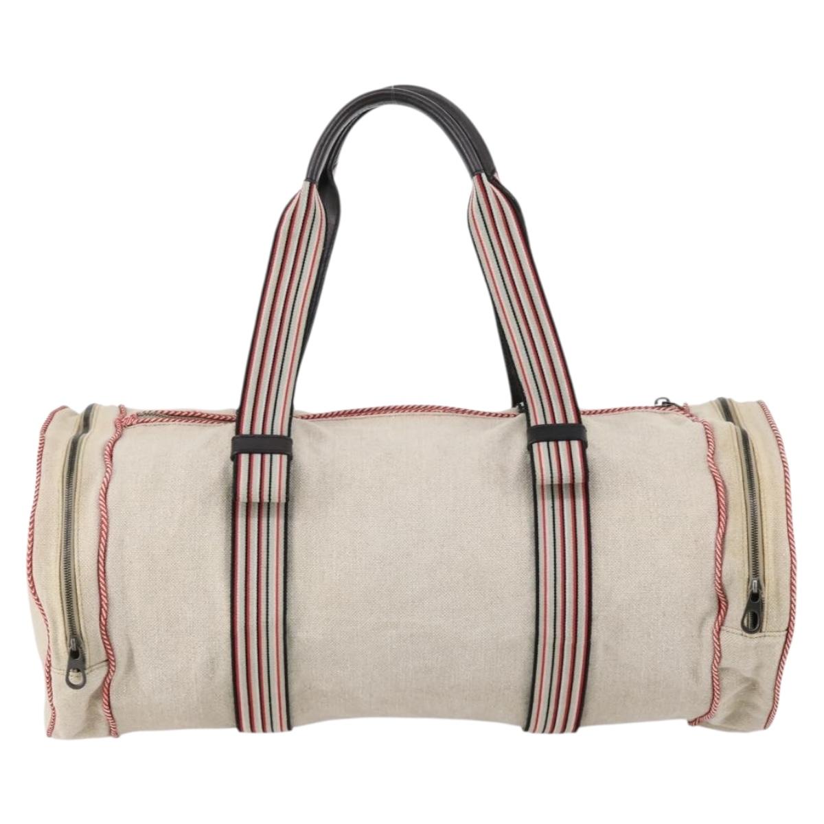 BOTTEGAVENETA Boston Bag Canvas Leather 2way Beige Auth bs29791