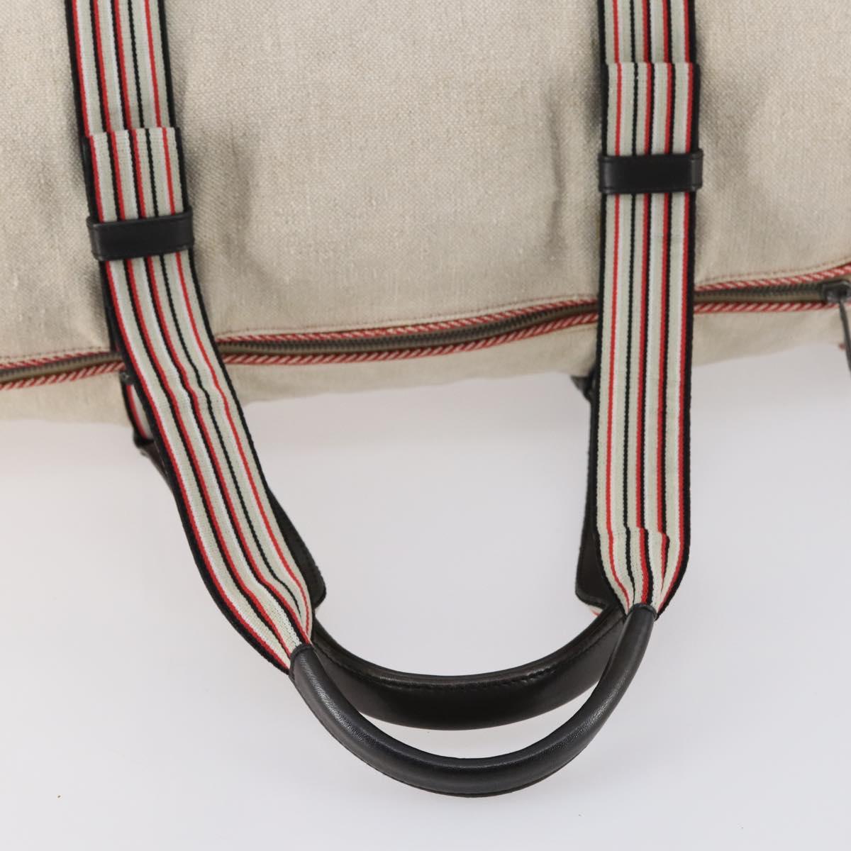 BOTTEGAVENETA Boston Bag Canvas Leather 2way Beige Auth bs29791