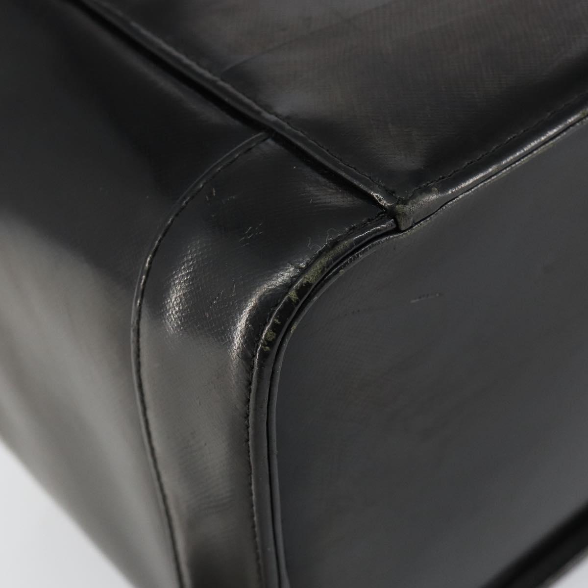 Gianni Versace Vanity Bag Leather Black Gold Auth bs29792