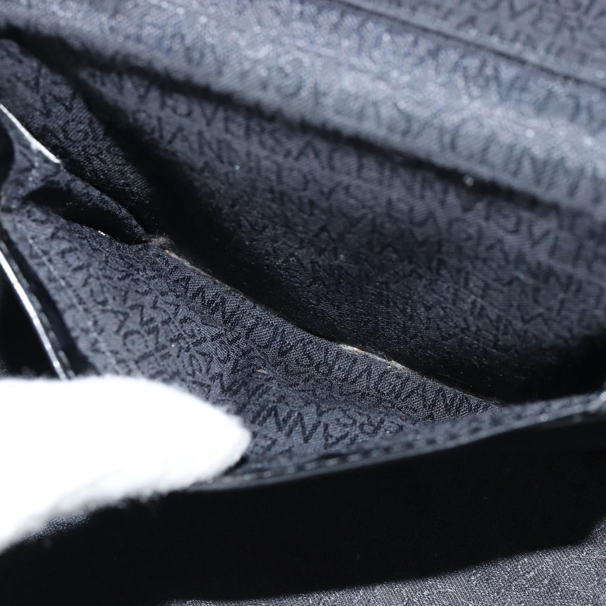 Gianni Versace Vanity Bag Leather Black Gold Auth bs29792