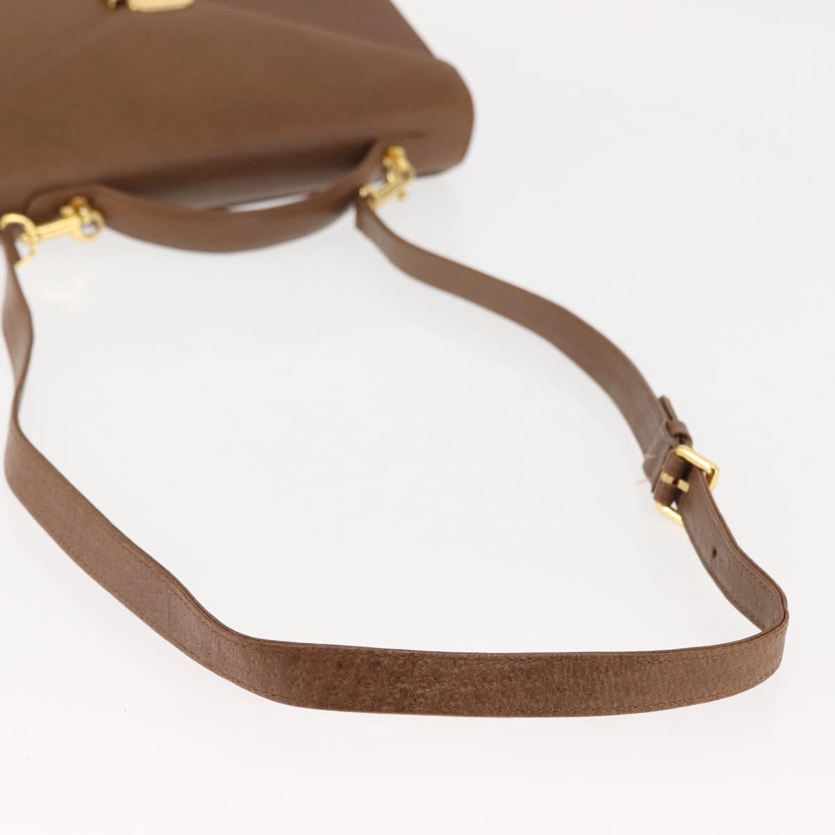 VALENTINO Hand Bag Leather 2way Brown Gold Auth bs29793