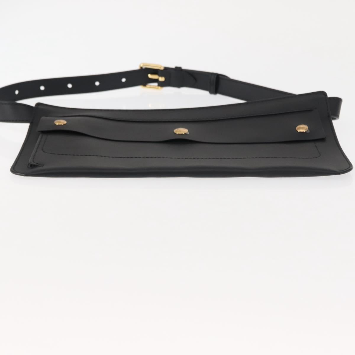 BURBERRY Waist Bag Leather Black Gold Auth bs29795