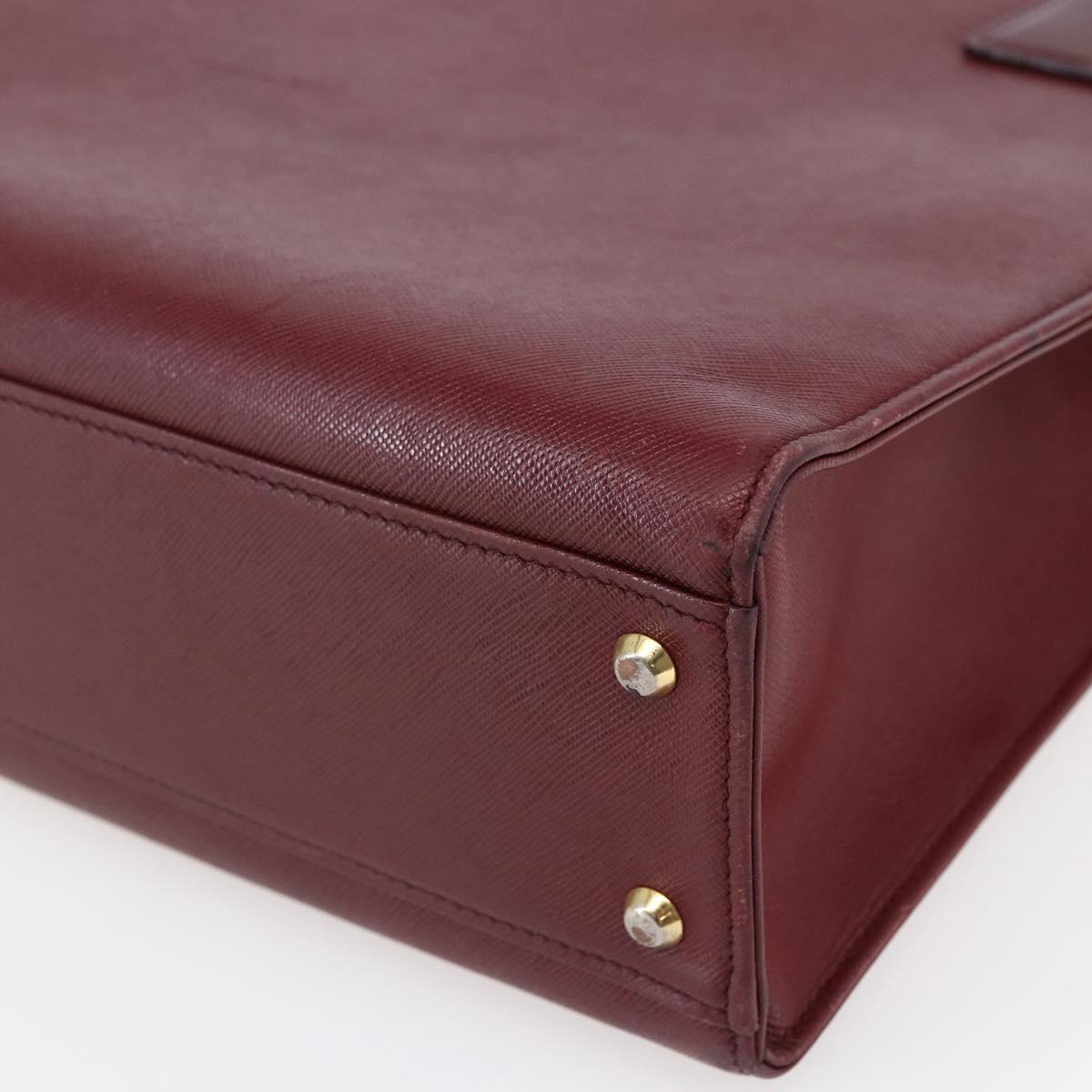 BURBERRY Tote Bag Leather Bordeaux Gold Auth bs29796