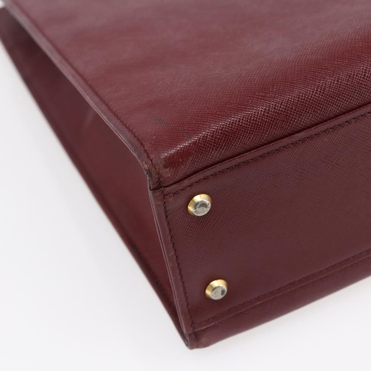 BURBERRY Tote Bag Leather Bordeaux Gold Auth bs29796