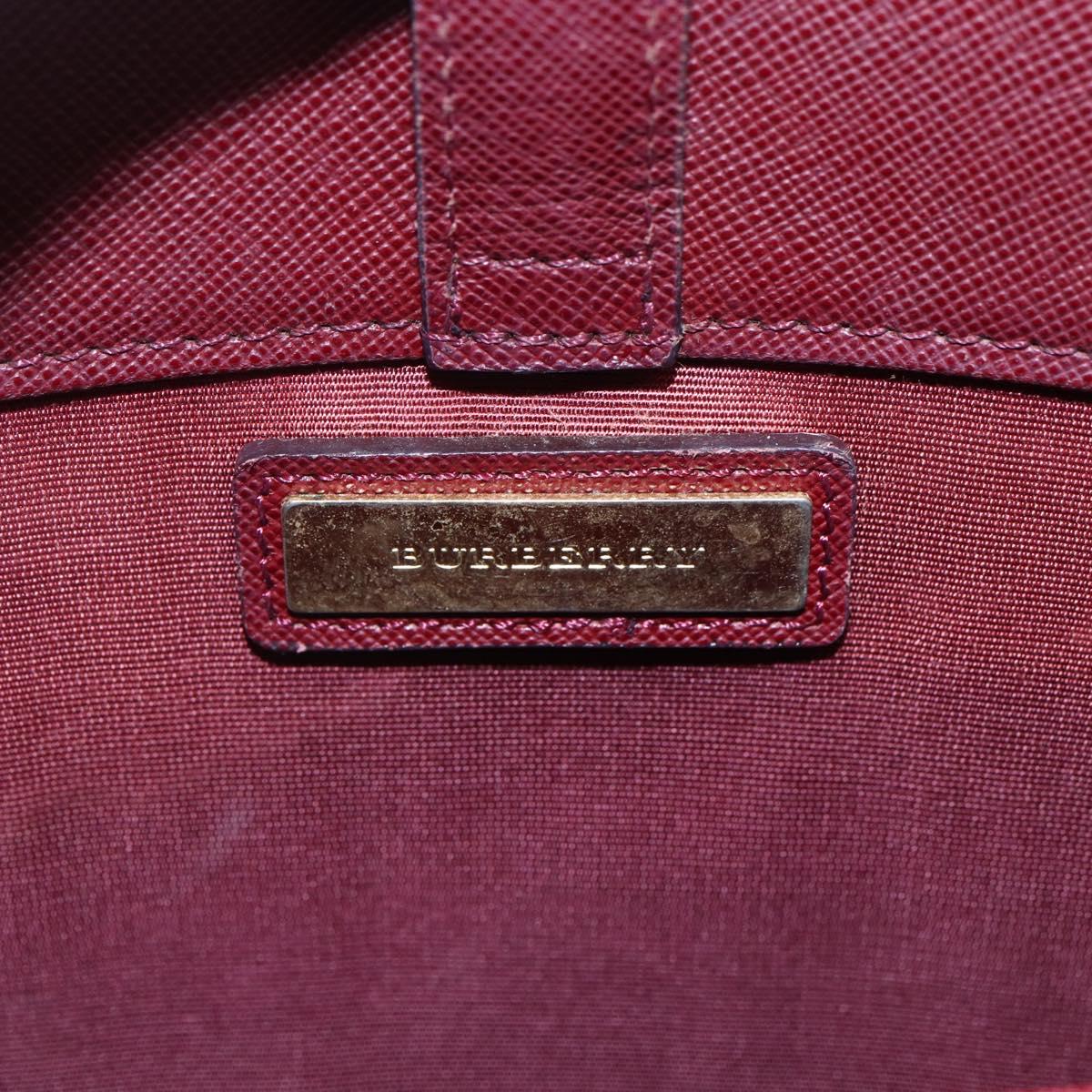 BURBERRY Tote Bag Leather Bordeaux Gold Auth bs29796