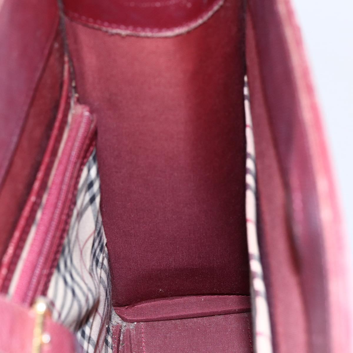 BURBERRY Tote Bag Leather Bordeaux Gold Auth bs29796